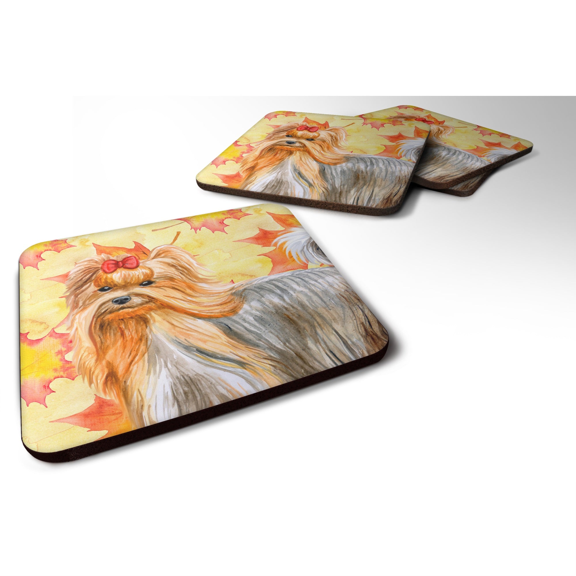 Caroline'S Treasures Yorkshire Terrier Fall Decorative Coasters, Multicolor