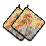 Caroline'S Treasures Yorkshire Terrier Decorated Pot Holder, 7.5H X 7.5W, Fall Leaves