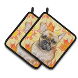 Caroline'S Treasures French Bulldog Decorated Pot Holder, 7.5H X 7.5W, Fall Leaves