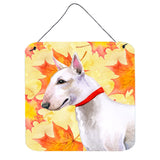 Caroline'S Treasures Bull Terrier Metal Print, 6H X 6W, Fall Leaves