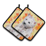 Caroline'S Treasures Westie Decorated Pot Holder, 7.5H X 7.5W, Fall Leaves