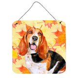 Caroline'S Treasures Basset Hound Metal Print, 6H X 6W, Fall Leaves