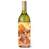 Caroline'S Treasures Red Dachshund Fall Decorative Bottle Hugger, 750Ml, Multicolor