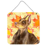 Caroline'S Treasures Doberman Pinscher Metal Print, 6H X 6W, Fall Leaves