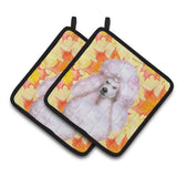 Caroline'S Treasures White Standard Poodle Decorated Pot Holder, 7.5H X 7.5W, Fall Leaves