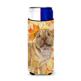Caroline'S Treasures Shar Pei Puppy Fall Decorative Can Hugger, Slim, Multicolor