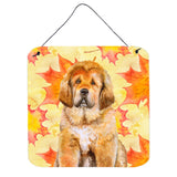 Caroline'S Treasures Tibetan Mastiff Metal Print, 6H X 6W, Fall Leaves