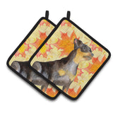 Caroline'S Treasures Miniature Pinscher #2 Decorated Pot Holder, 7.5H X 7.5W, Fall Leaves