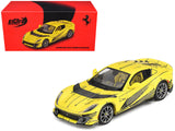 Ferrari 812 Competizione Matt Yellow with Graphics and Yellow Interior Tailor Made 1/64 Diecast Model Car by BBR