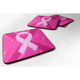 Caroline'S Treasures Bc1001Fc Breast Cancer Battle Flag Foam Coasters (Set Of 4), 3.5 H X 3.5 W, Multicolor