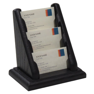 Wooden Mallet 3 Pocket Countertop Business Card Holder, Black