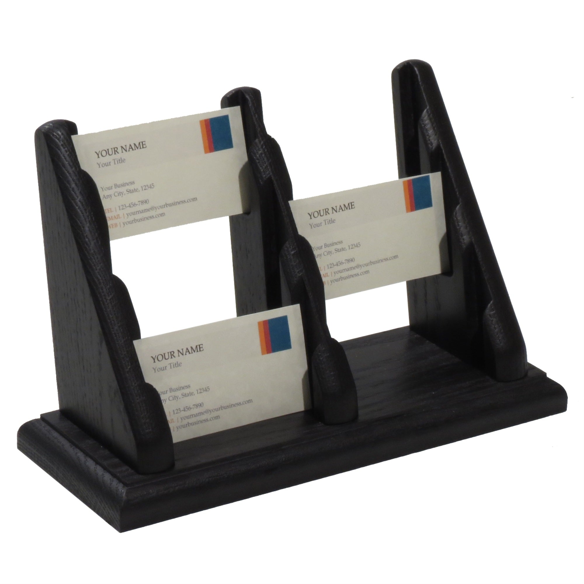 Wooden Mallet 6 Pocket Countertop Business Card Holder, Black