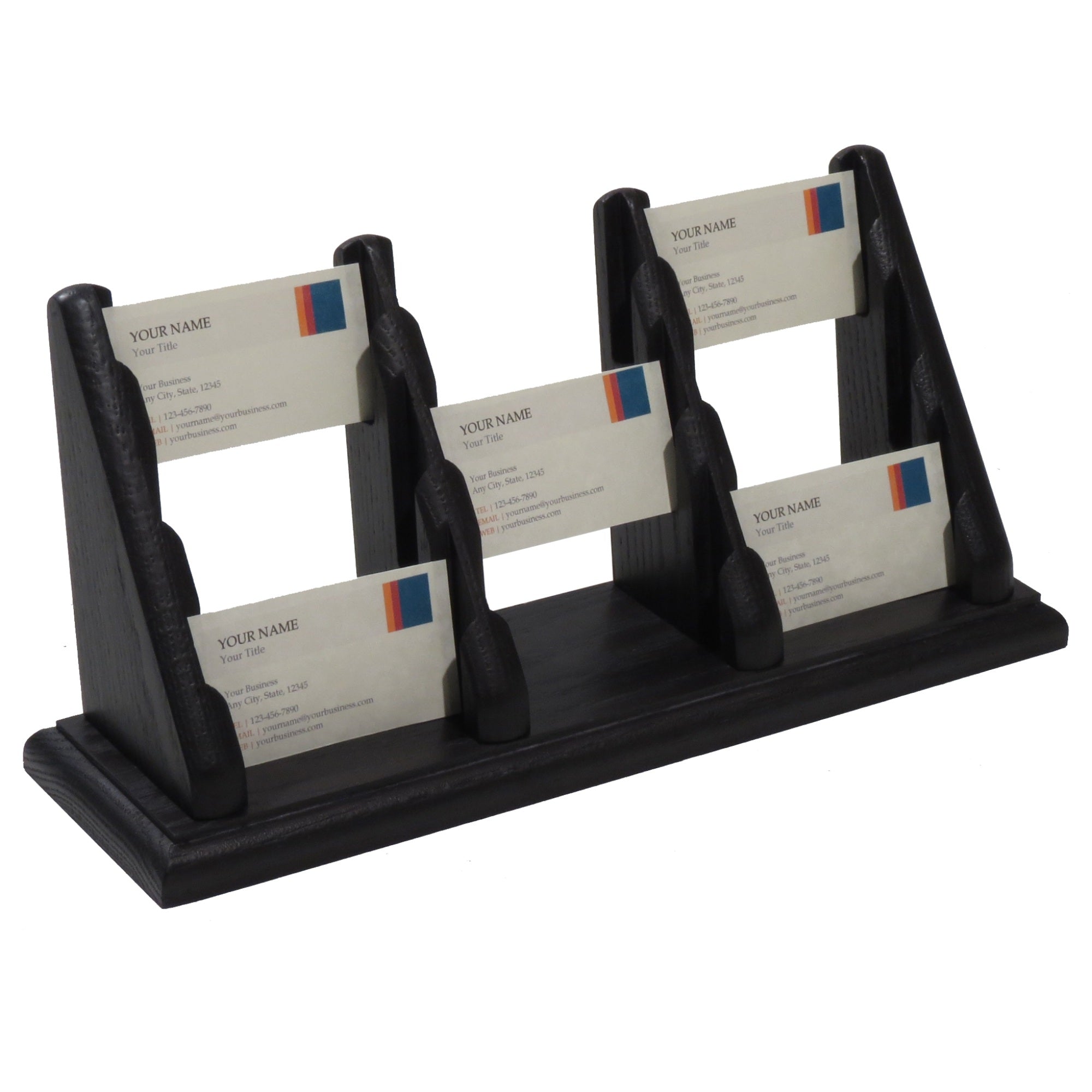 Wooden Mallet 9 Pocket Countertop Business Card Holder, Black