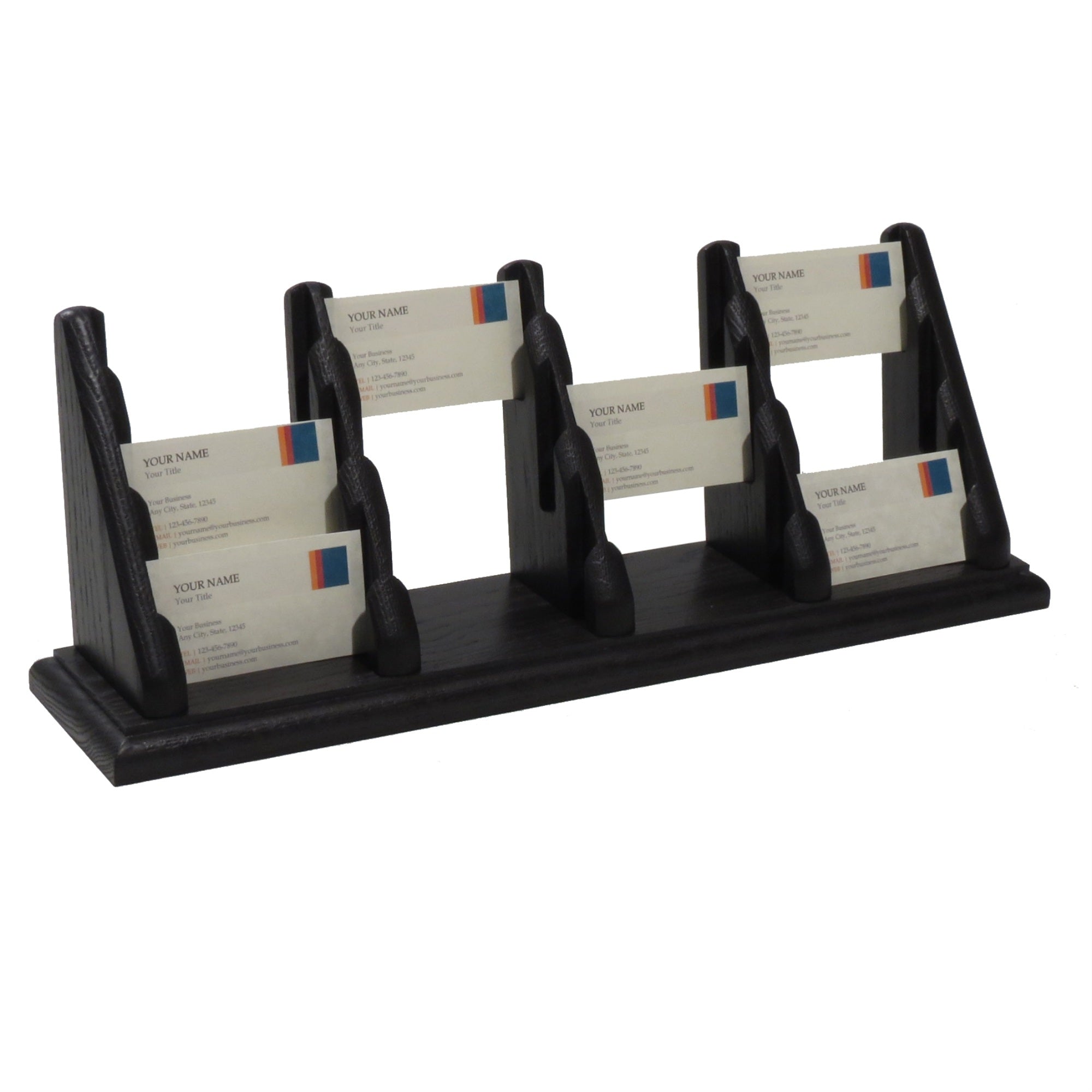 Wooden Mallet 12 Pocket Countertop Business Card Holder, Black