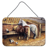 Caroline'S Treasures Horses Eating With The Chickens Wall Or Door Hanging Prints Bdba0135Ds812, 8Hx12W