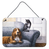 Caroline'S Treasures Basset Hound And Cat On Couch Wall Or Door Hanging Prints Bdba0182Ds812, 8Hx12W