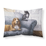 Caroline'S Treasures Basset Hound And Cat On Couch Fabric Standard Pillowcase Bdba0182Pillowcase, Multicolor