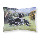 Caroline'S Treasures Border Collie Puppies With Momma Fabric Standard Pillowcase Bdba0257Pillowcase, Multicolor