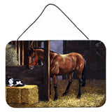 Caroline'S Treasures Horse In Stable With Cat Wall Or Door Hanging Prints Bdba0295Ds812, 8H X 12W