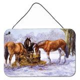 Caroline'S Treasures Horses Eating Hay In The Snow Wall Or Door Hanging Prints Bdba0297Ds812, 8Hx12W