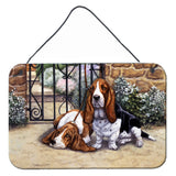 Caroline'S Treasures Basset Hound At The Gate Wall Or Door Hanging Prints Bdba0312Ds812, 8Hx12W