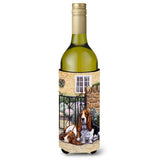 Caroline'S Treasures Basset Hound At The Gate Wine Bottle Koozie Hugger, 750Ml, Multicolor