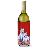 Caroline'S Treasures Red Door Westies Wine Bottle Koozie Hugger, 750Ml, Multicolor