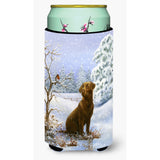 Caroline'S Treasures Chocolate Labrador Snowy Robin Tall Boy Koozie Hugger, Multicolor