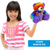 Rainbow Teddy Bear Set of 2 - Plush Stuffed Animal Cuddly Soft 12 inch