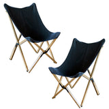 Canvas and Bamboo Butterfly Chair Black 2 Piece Set