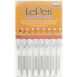 Marvy LePen Technical Drawing Pen Set - 0.08 mm, 0.5 mm, 0.1 mm, 0.05 mm, 0.03 mm, 1 mm, 0.3 mm Pen Point Size - Brush Pen Point