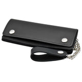 Leather Chain Wallet Biker Style Bifold USA Made w 12inch Chain CW7