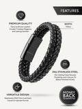 Double Black Braided Leather Bracelet