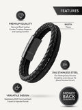 Double Black Suede & Braided Leather Bracelet