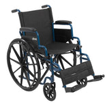 Blue Streak Wheelchair With Flip Back Desk Arms, Swing Away Footrests, 20 Seat