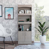 Tuhome Simma Bookcase, Metal Hardware, Three Shelves, Two Door Cabinet, Light Grey, For Office