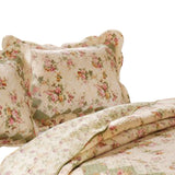 Denali 3 Piece Fabric King Size Quilt Set With Floral Prints, Multicolor