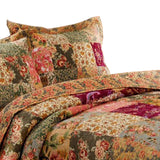 Kamet 2 Piece Fabric Twin Size Bedspread Set With Floral Prints, Multicolor