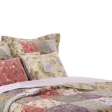 Chicago 5 Piece Fabric Queen Size Quilt Set With Jacobean Prints,Multicolor