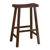 Wooden 29 Counter Height Stool With Saddle Seat, Cherry Brown, Set Of 2