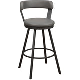 Leatherette Pub Chair With Curved Design Open Backrest, Set Of 2,Light Gray