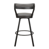 Leatherette Pub Chair With Curved Design Open Backrest, Set Of 2,Light Gray