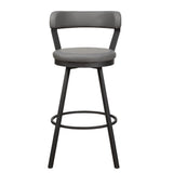 Leatherette Pub Chair With Curved Design Open Backrest, Set Of 2,Light Gray
