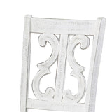 Open Scroll Back Wooden Side Chair With Padded Seat, Set Of 2, White