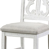 Open Scroll Back Wooden Side Chair With Padded Seat, Set Of 2, White