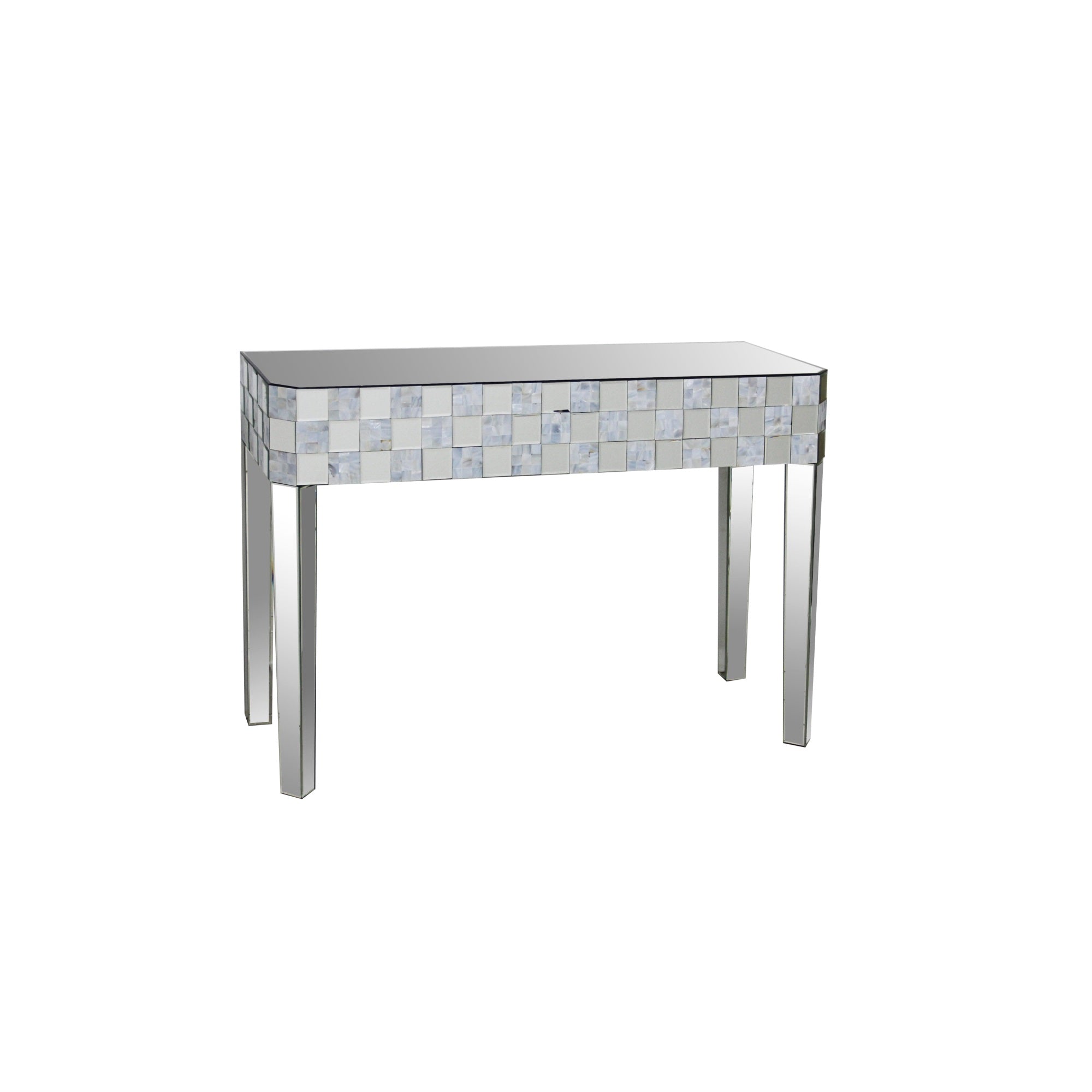 Frosted Chequered Pattern Console Table In Rectangular Shape, Clear