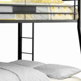 Horizontal Slatted Metal Full Over Queen Bunk Bed With 2 Ladders, Black