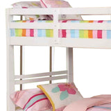 Transitional Twin Over Twin Bed With Attached Ladder And Drawers, White