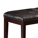 Button Tufted Faux Leather Upholstered Wooden Bench, Espresso Brown