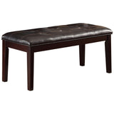 Button Tufted Faux Leather Upholstered Wooden Bench, Espresso Brown